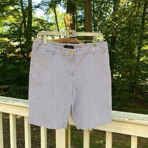 Talbots The Perfect Short Blue Seersucker Bermuda Shorts
